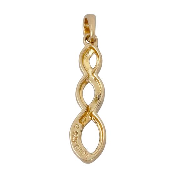 Ross-Simons Gold Plated Sterling Silver Infinity Pendant | Diamond Accent - Picture 3 of 7
